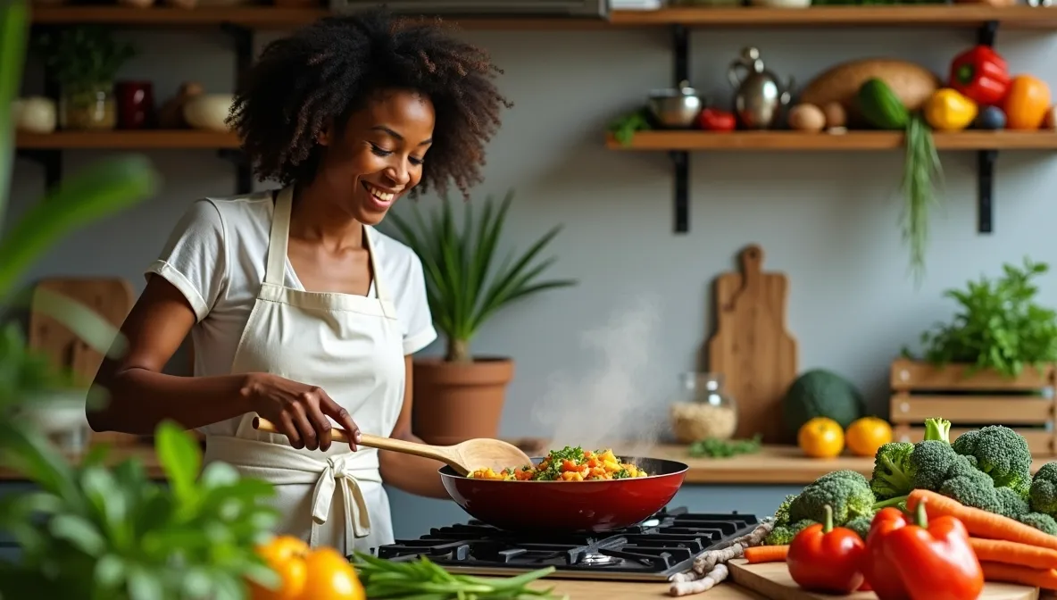 Abstract evening dining shapes in brand colours